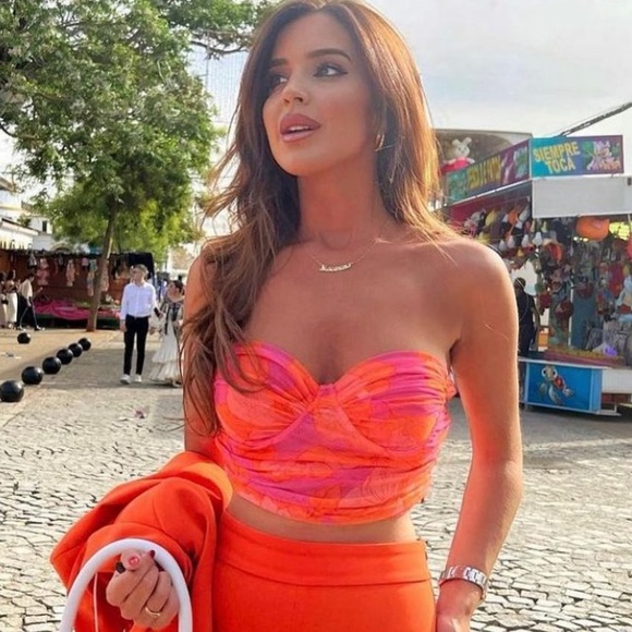 Zara corset floral orange pink med Nwt - Picture 2 of 5